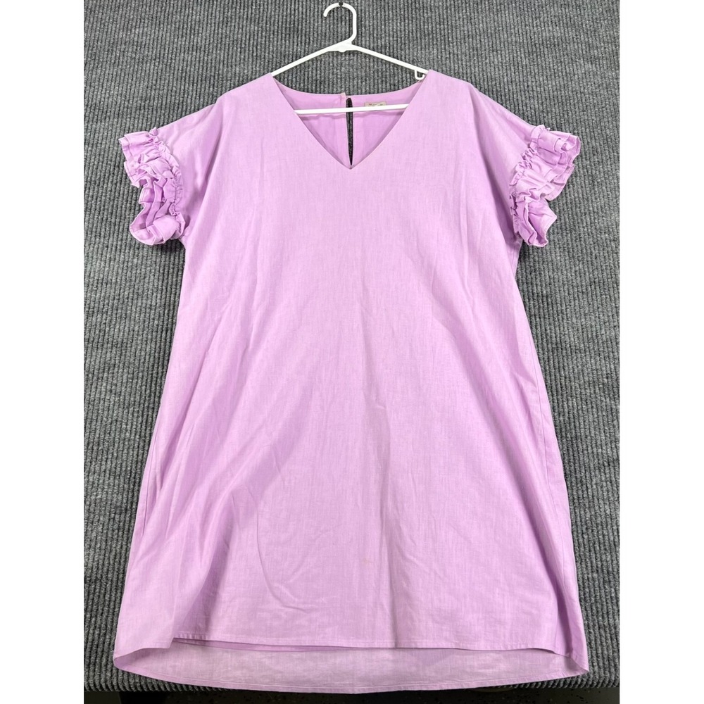 Cremieux Dress Womens Size Medium Purple Short Sleeve V Neck Casual Comfort